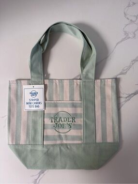 Striped Mini Trader Joe’s Tote Bag in Mint Green
